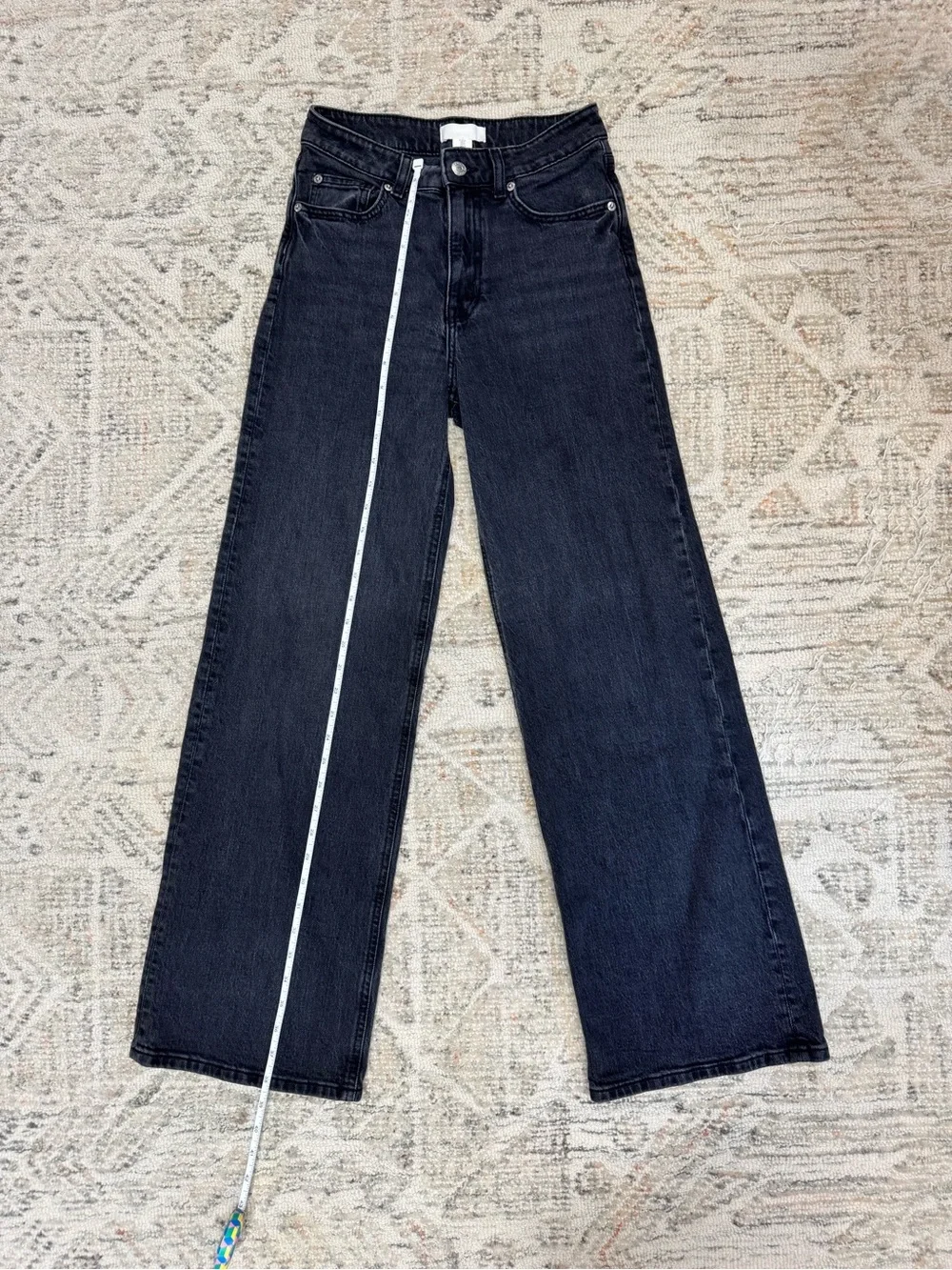 H&M Dark Denim Grey Wide-Leg High-Rise Jeans - Picture 1 of 6